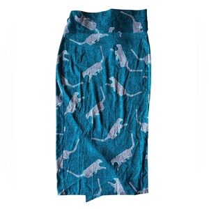 Never Fully Dressed Green Wrap Skirt Leopard Animal Print US 14